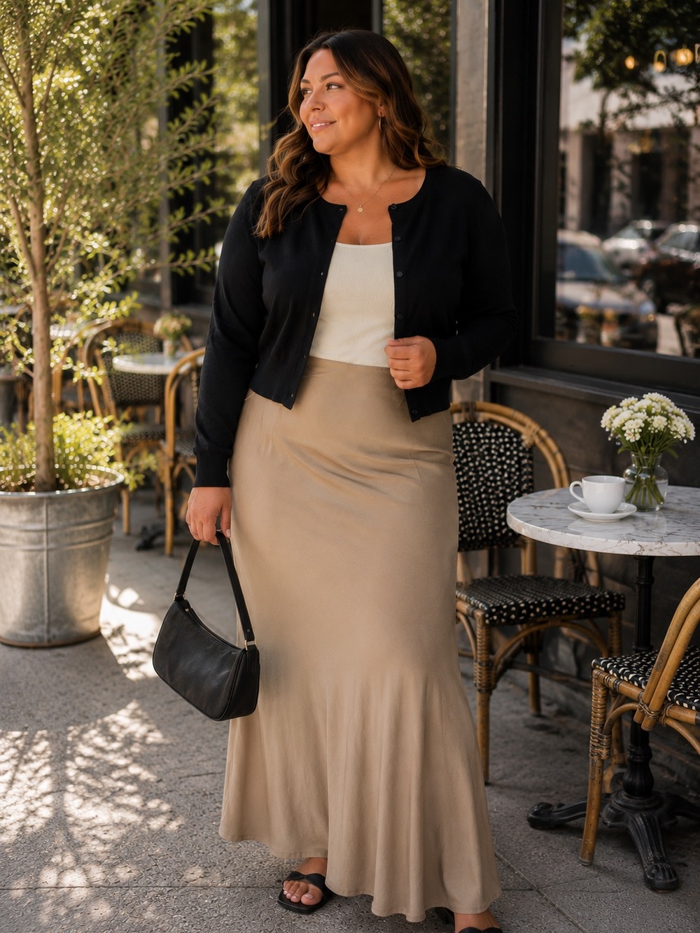 AVA & VIV Black Cropped Cardigan Elevated Coastal Chic